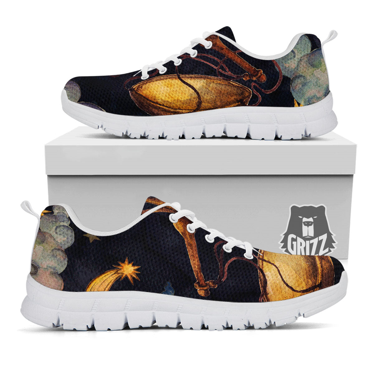 Zodiac Sign Watercolor Libra Print White Sneaker-grizzshop