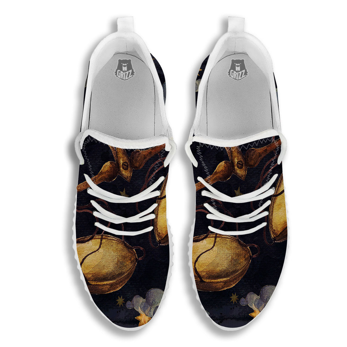 Zodiac Sign Watercolor Libra Print White Walking Shoes-grizzshop