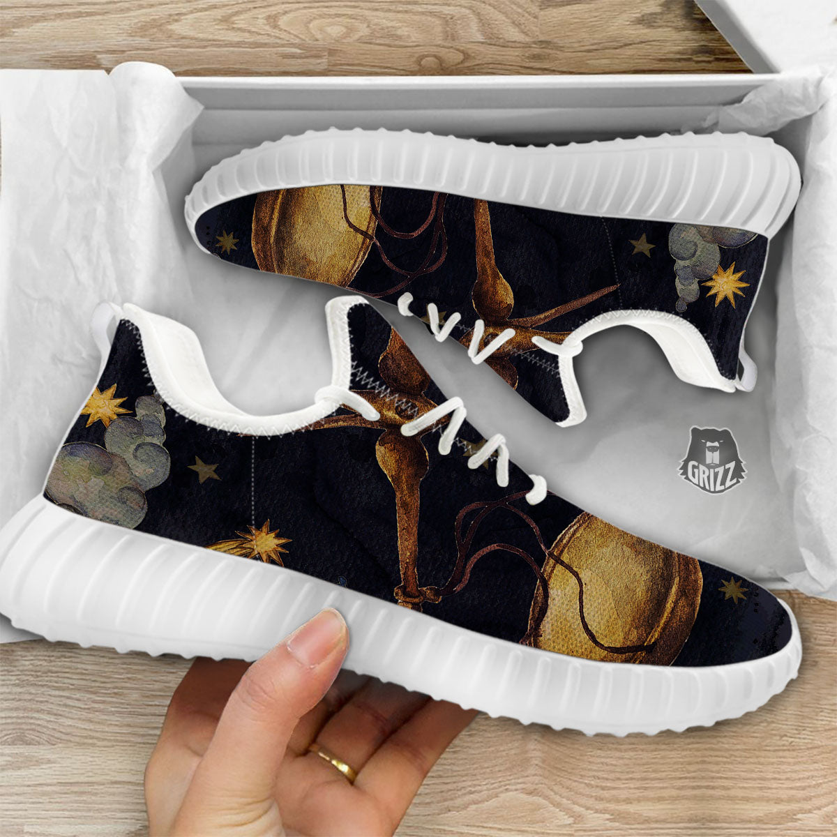 Zodiac Sign Watercolor Libra Print White Walking Shoes-grizzshop