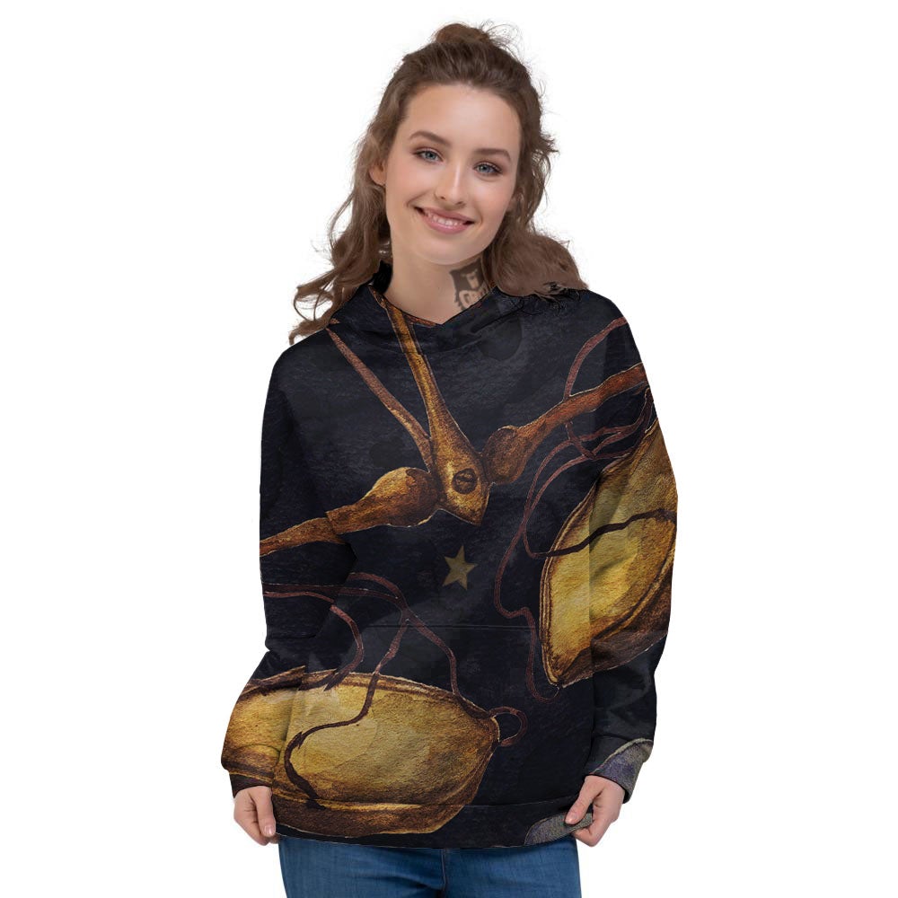 Zodiac Sign Watercolor Libra Print Women's Hoodie-grizzshop