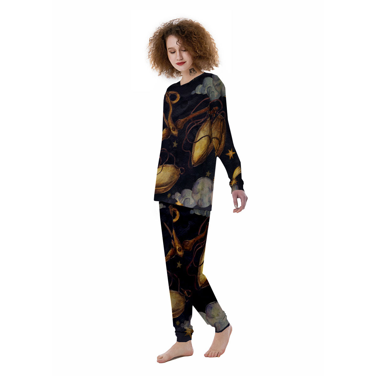 Zodiac Sign Watercolor Libra Print Women's Pajamas-grizzshop