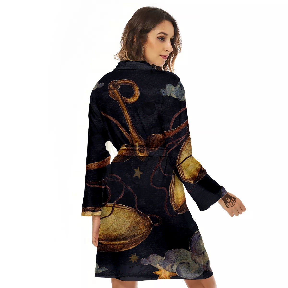 Zodiac Sign Watercolor Libra Print Women's Robe-grizzshop
