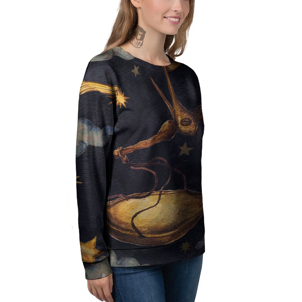 Zodiac Sign Watercolor Libra Print Women's Sweatshirt-grizzshop