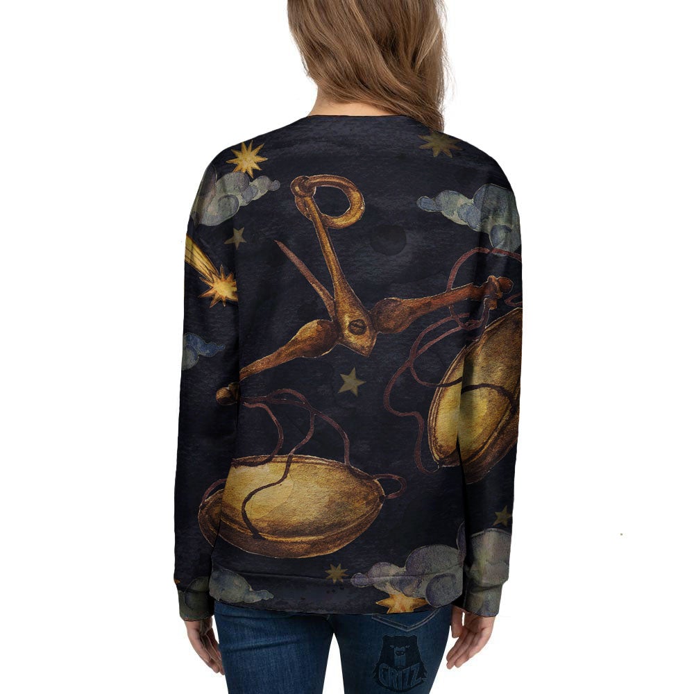 Zodiac Sign Watercolor Libra Print Women's Sweatshirt-grizzshop