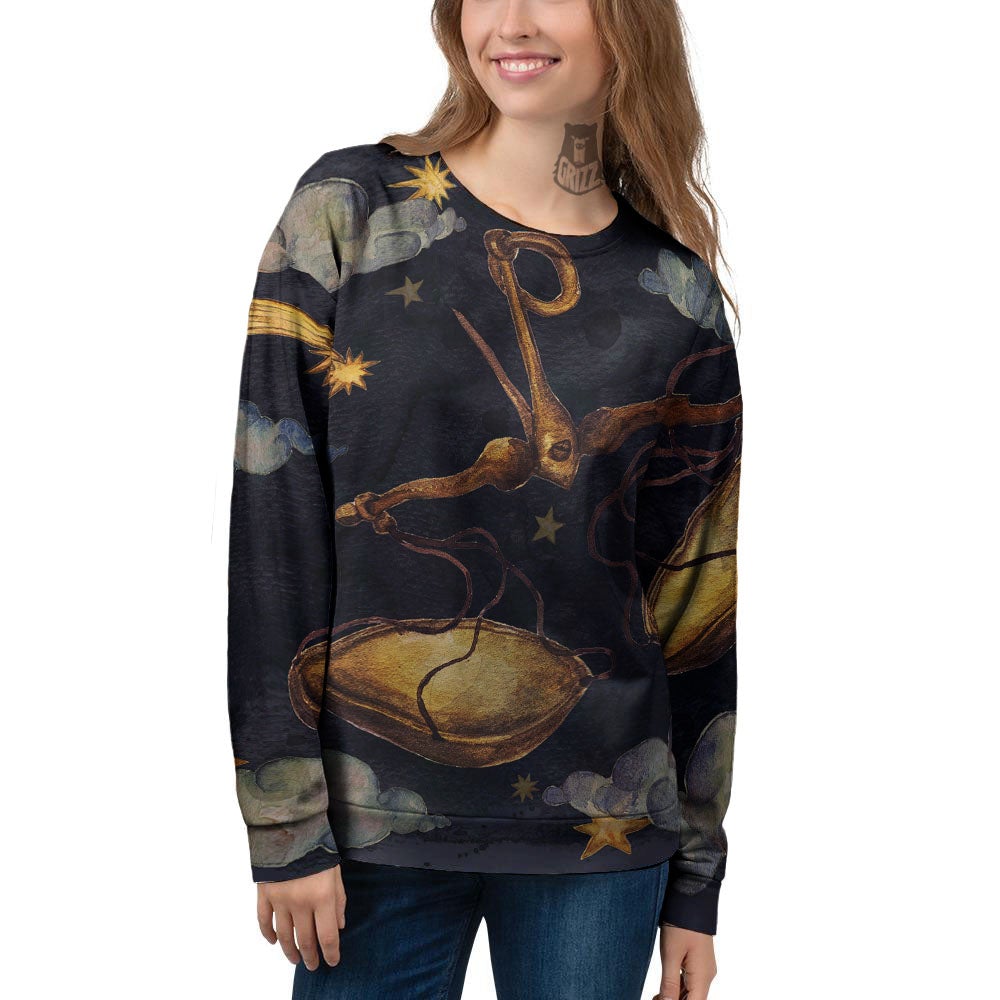 Zodiac Sign Watercolor Libra Print Women's Sweatshirt-grizzshop