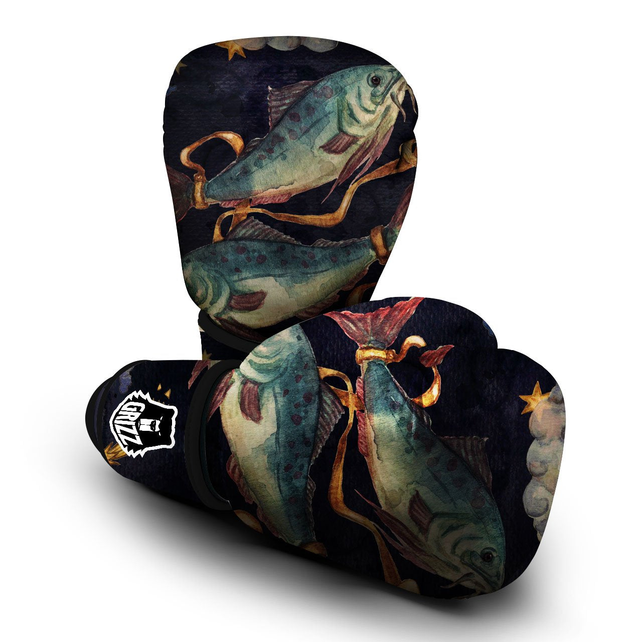 Zodiac Sign Watercolor Pisces Print Boxing Gloves-grizzshop
