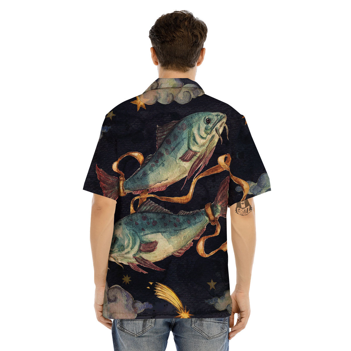 Zodiac Sign Watercolor Pisces Print Men's Hawaiian Shirt-grizzshop