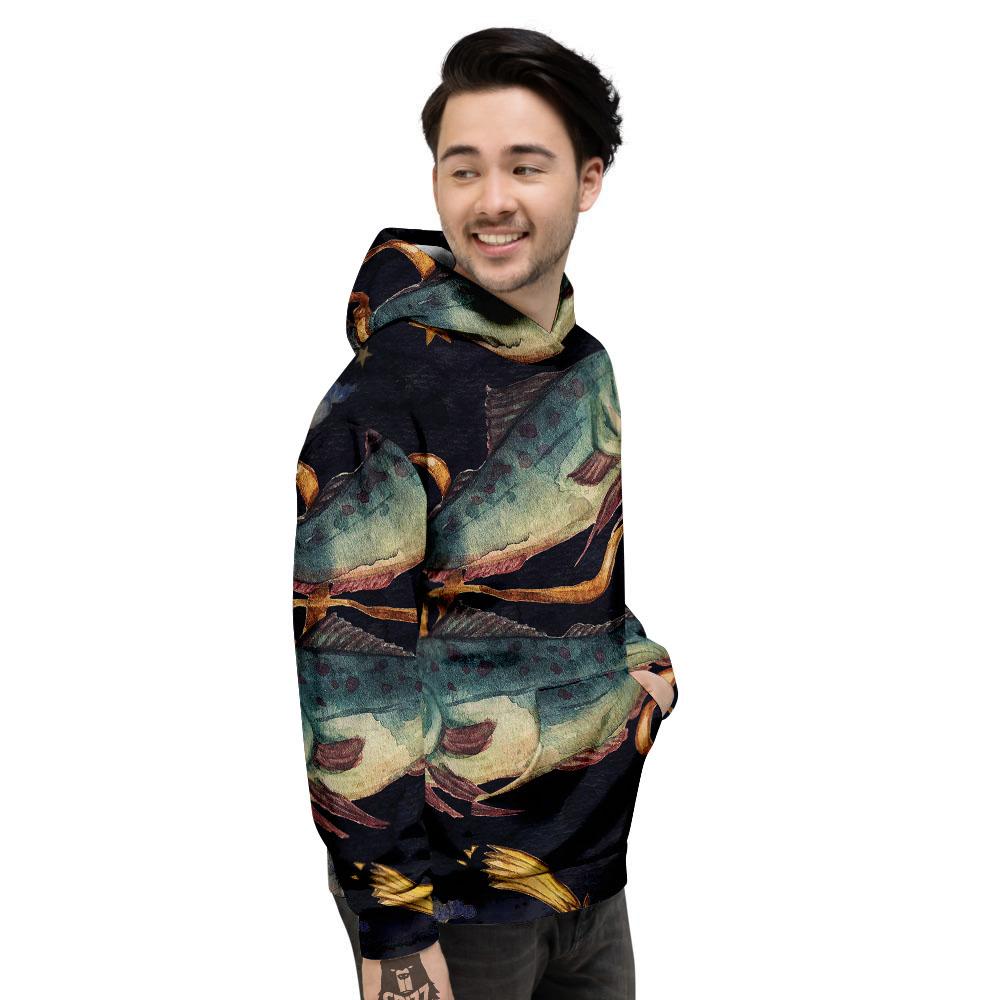 Zodiac Sign Watercolor Pisces Print Men's Hoodie-grizzshop
