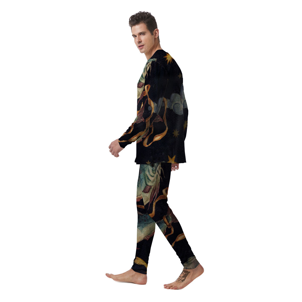 Zodiac Sign Watercolor Pisces Print Men's Pajamas-grizzshop