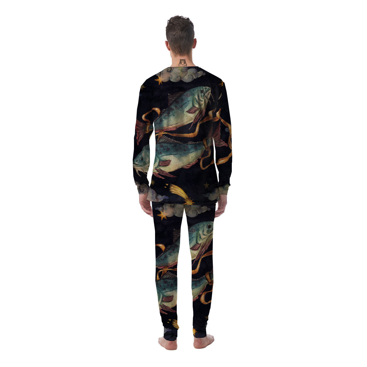 Zodiac Sign Watercolor Pisces Print Men's Pajamas-grizzshop