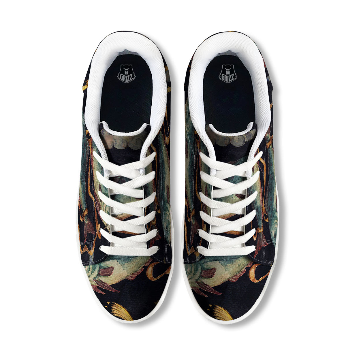 Zodiac Sign Watercolor Pisces Print White Low Top Sneakers-grizzshop