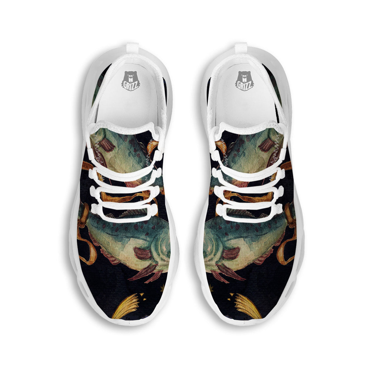 Zodiac Sign Watercolor Pisces Print White Running Shoes-grizzshop