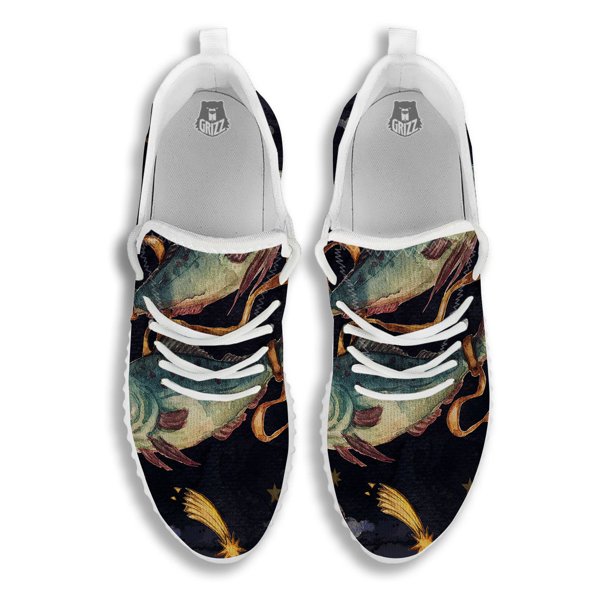 Zodiac Sign Watercolor Pisces Print White Walking Shoes-grizzshop