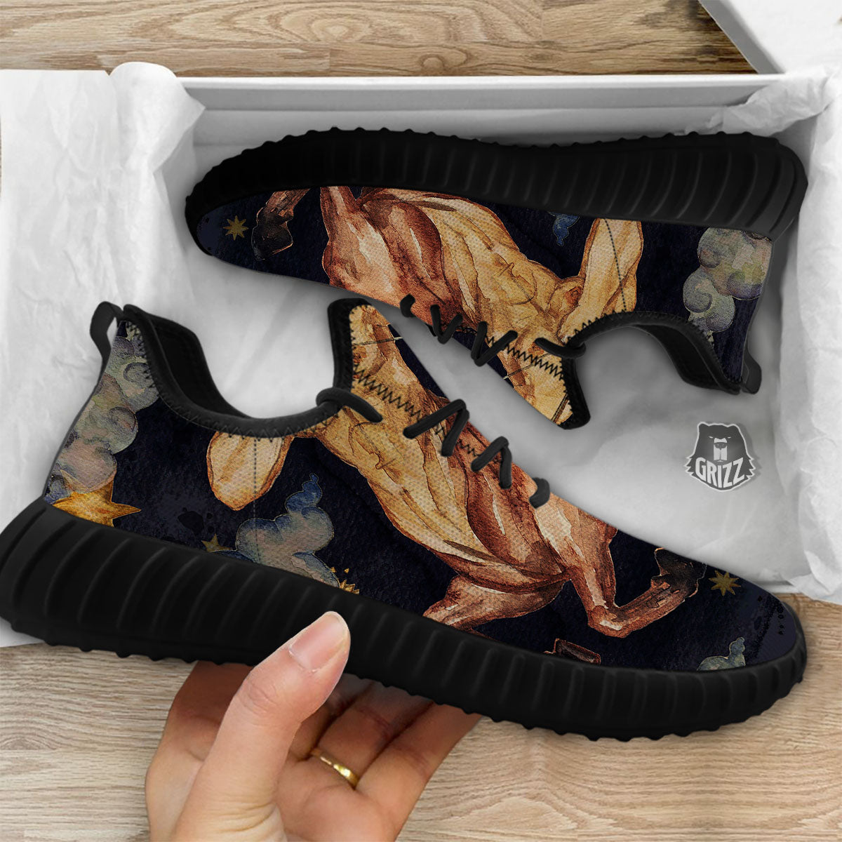Zodiac Sign Watercolor Sagittarius Print Black Walking Shoes-grizzshop