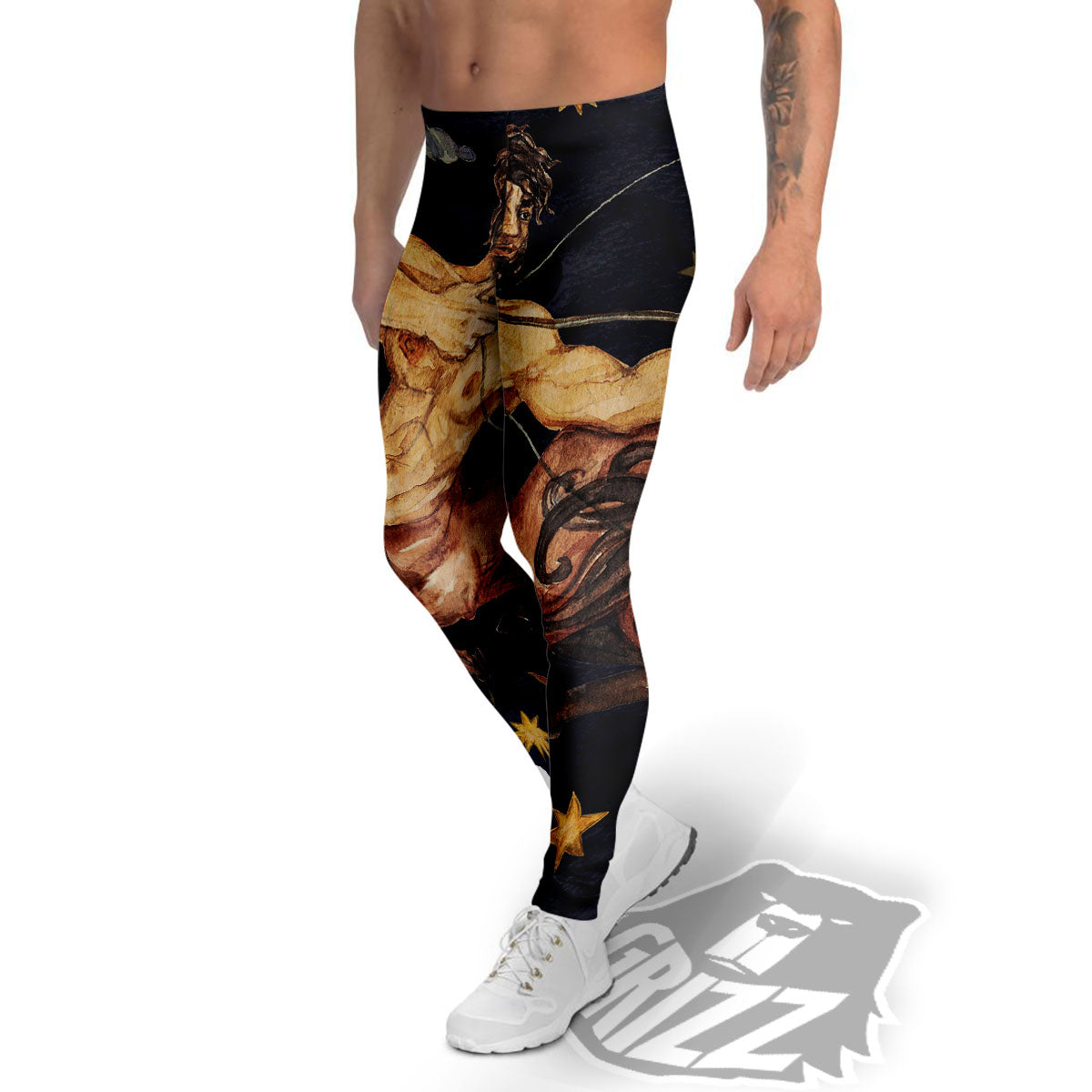 Zodiac Sign Watercolor Sagittarius Print Men's Leggings-grizzshop