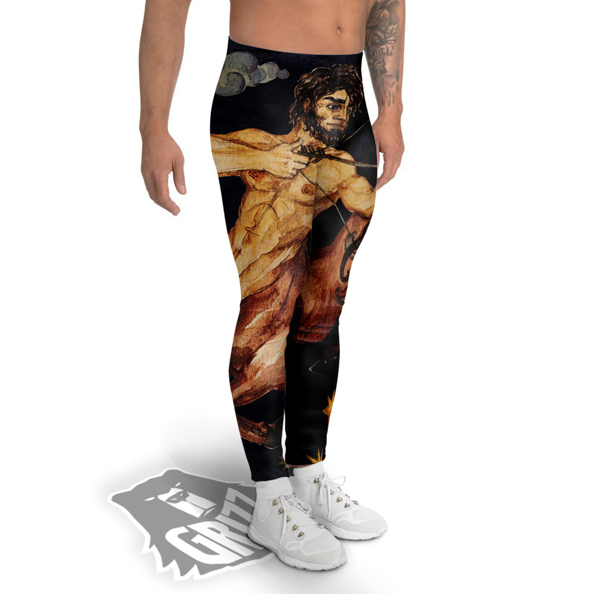 Zodiac Sign Watercolor Sagittarius Print Men's Leggings-grizzshop