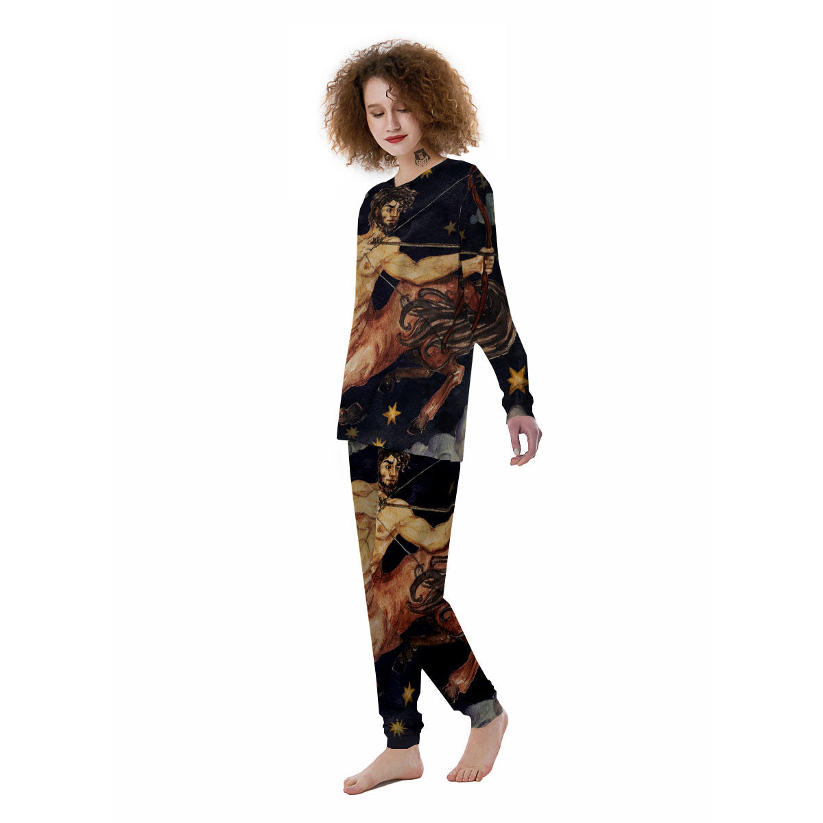 Zodiac Sign Watercolor Sagittarius Print Women's Pajamas-grizzshop