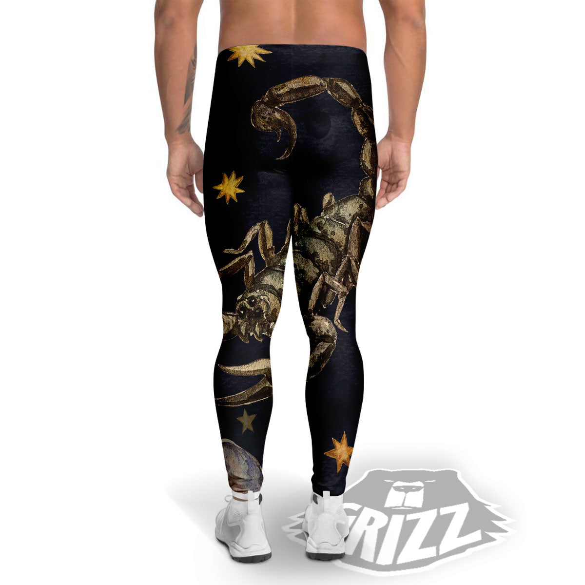 Zodiac Sign Watercolor Scorpio Print Men's Leggings-grizzshop