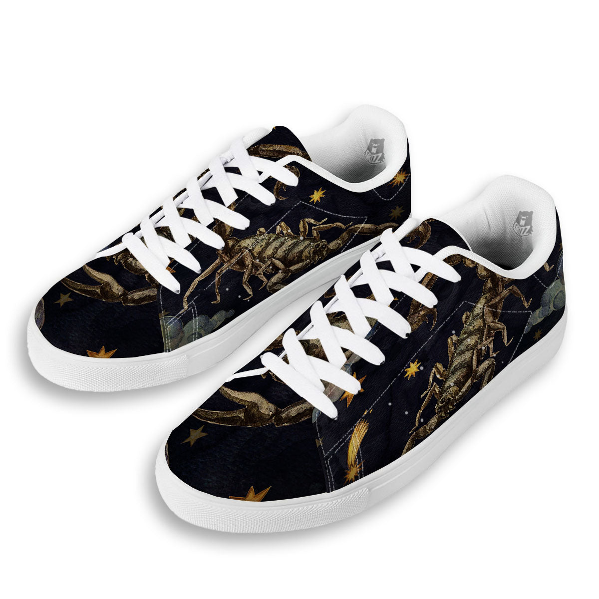 Zodiac Sign Watercolor Scorpio Print White Low Top Sneakers-grizzshop