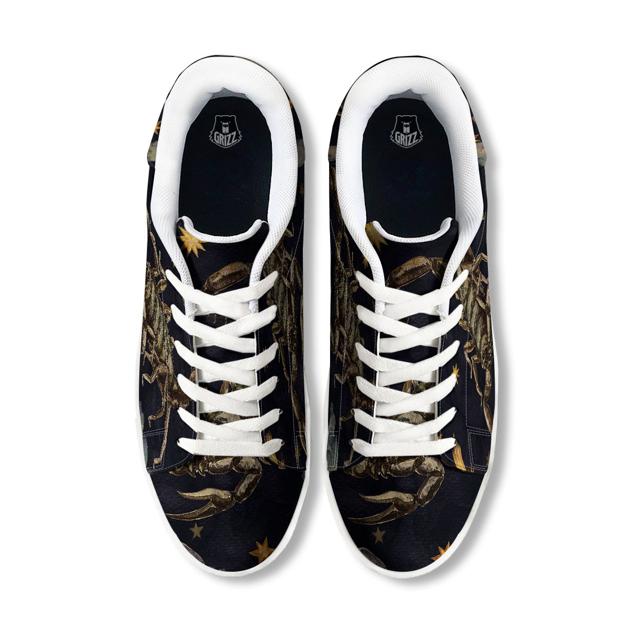 Zodiac Sign Watercolor Scorpio Print White Low Top Sneakers-grizzshop