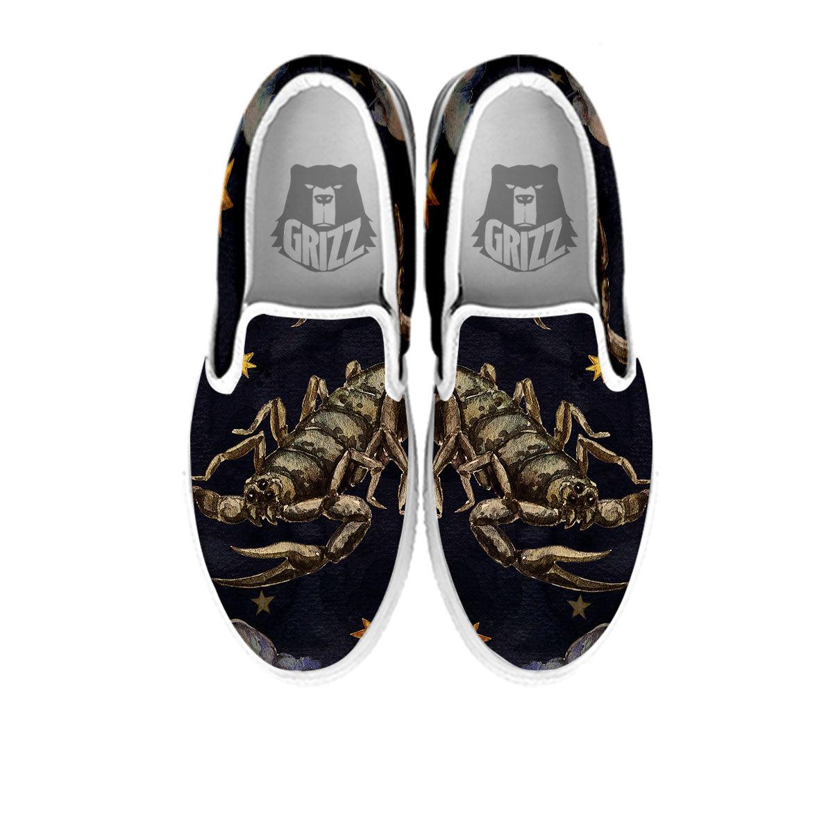 Zodiac Sign Watercolor Scorpio Print White Slip On Shoes-grizzshop