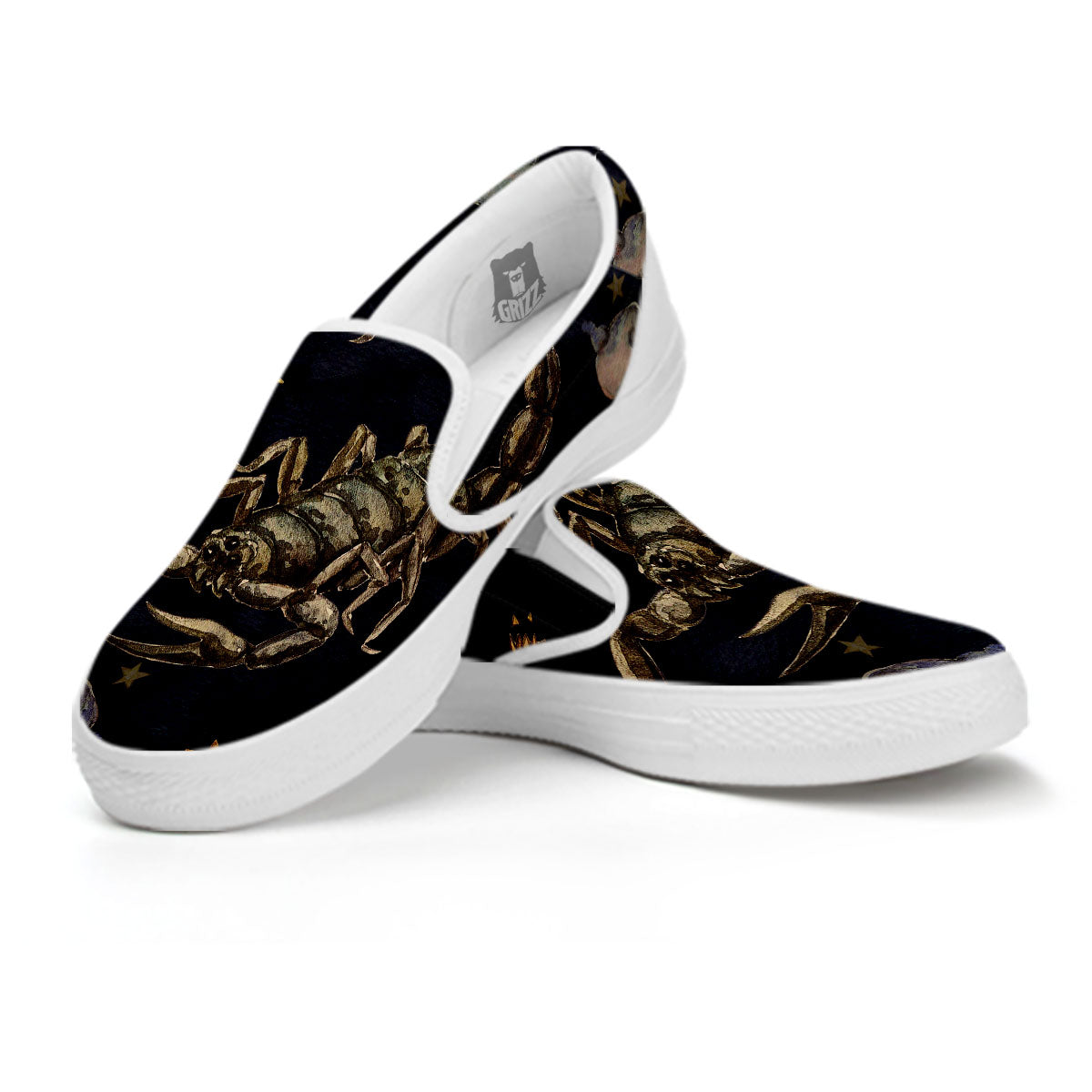 Zodiac Sign Watercolor Scorpio Print White Slip On Shoes-grizzshop