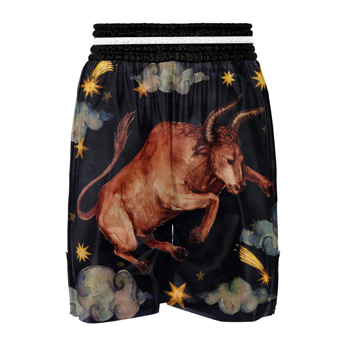 Zodiac Sign Watercolor Taurus Print Boxing Shorts-grizzshop