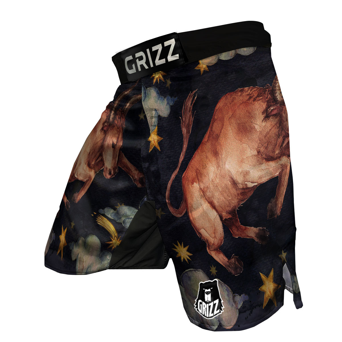 Zodiac Sign Watercolor Taurus Print MMA Shorts-grizzshop