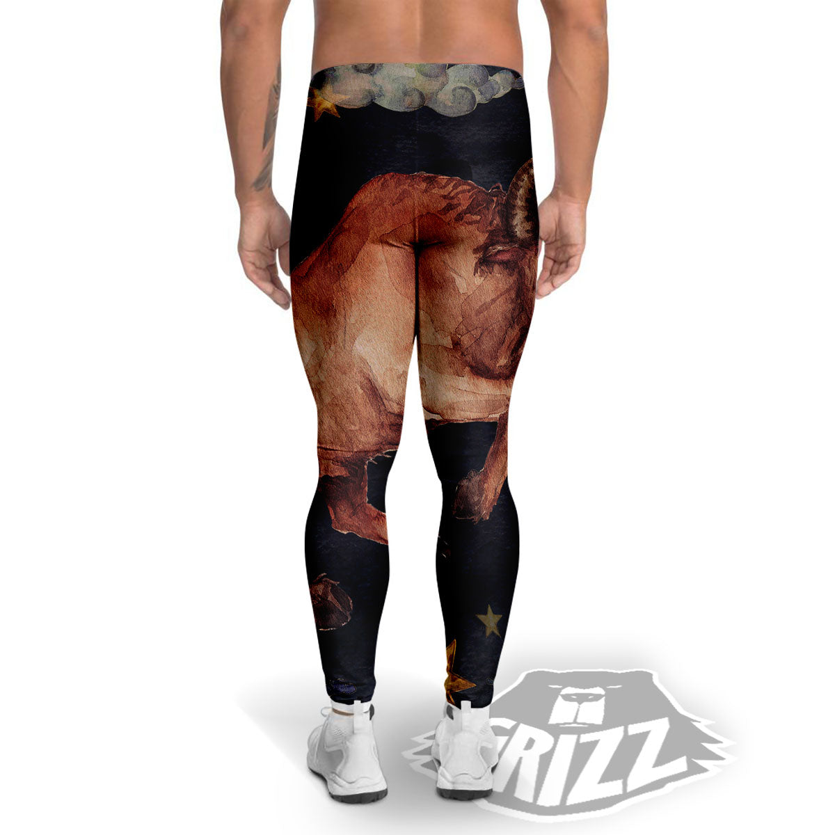Zodiac Sign Watercolor Taurus Print Men's Leggings-grizzshop