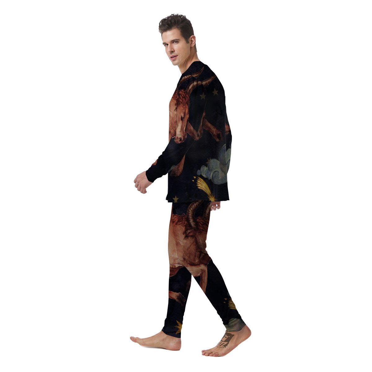 Zodiac Sign Watercolor Taurus Print Men's Pajamas-grizzshop