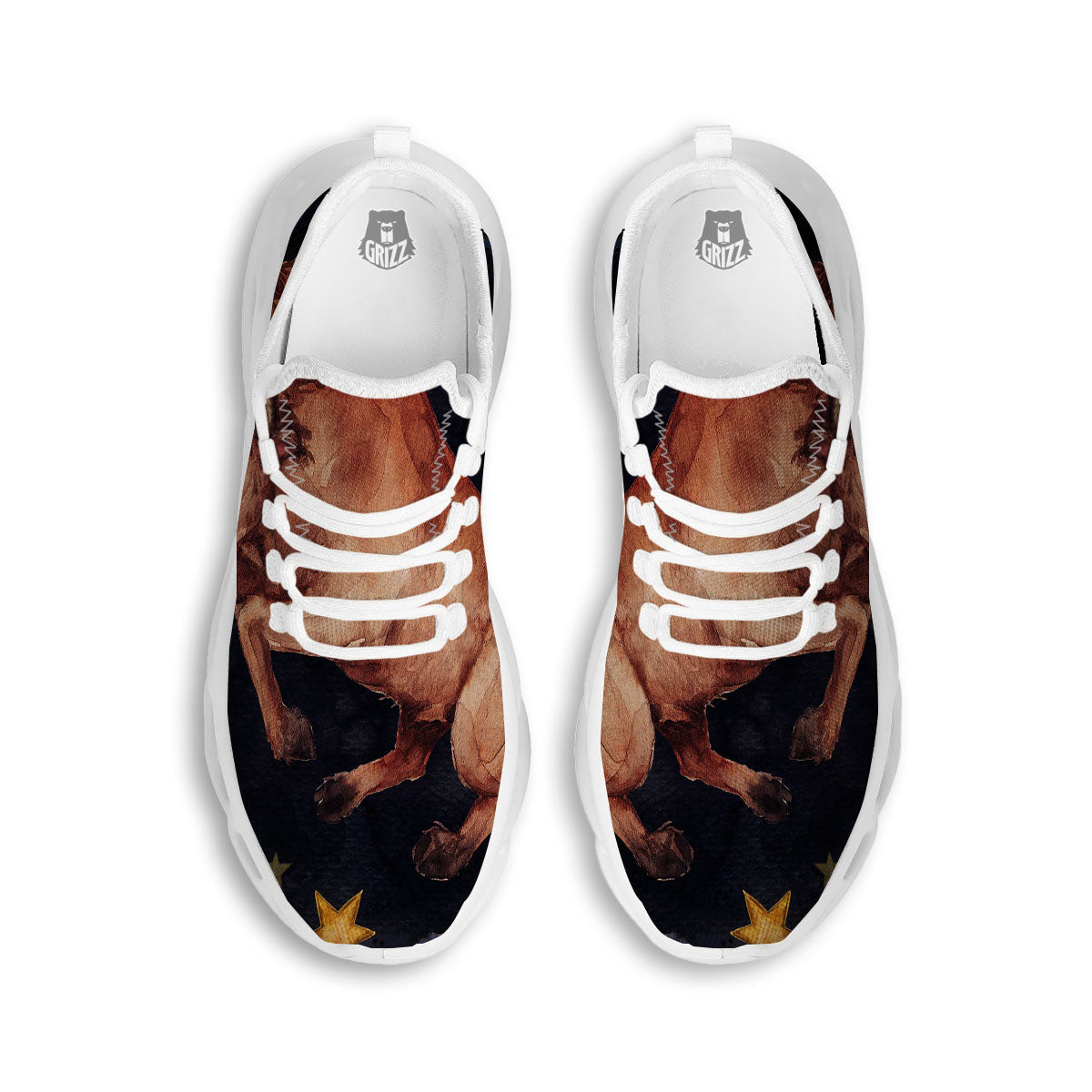 Zodiac Sign Watercolor Taurus Print White Running Shoes-grizzshop