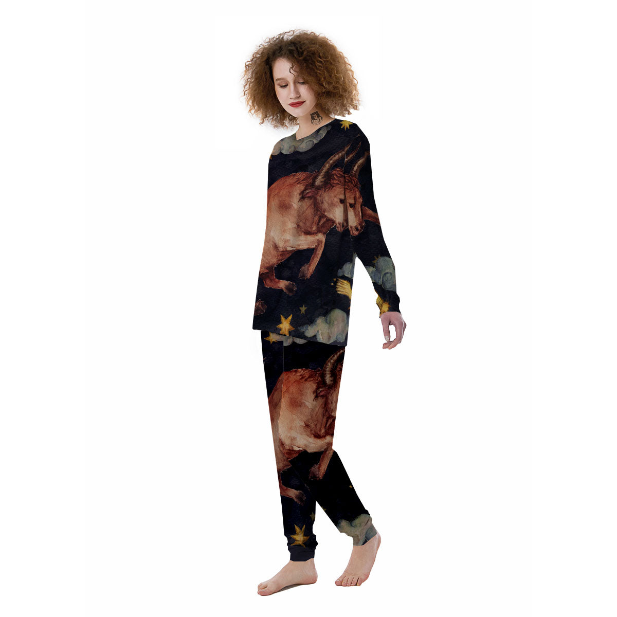 Zodiac Sign Watercolor Taurus Print Women's Pajamas-grizzshop