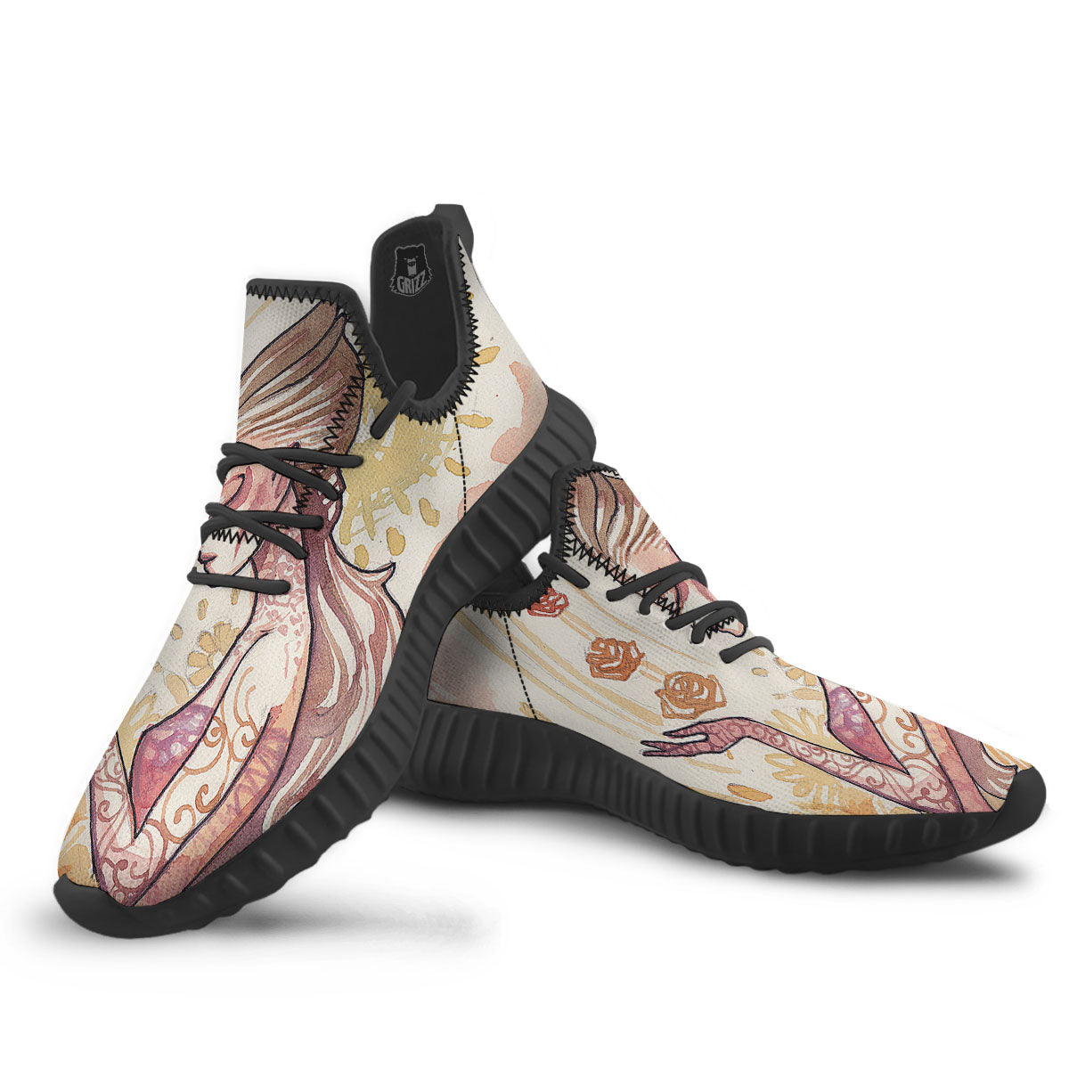 Zodiac Sign Watercolor Virgo Print Black Walking Shoes-grizzshop