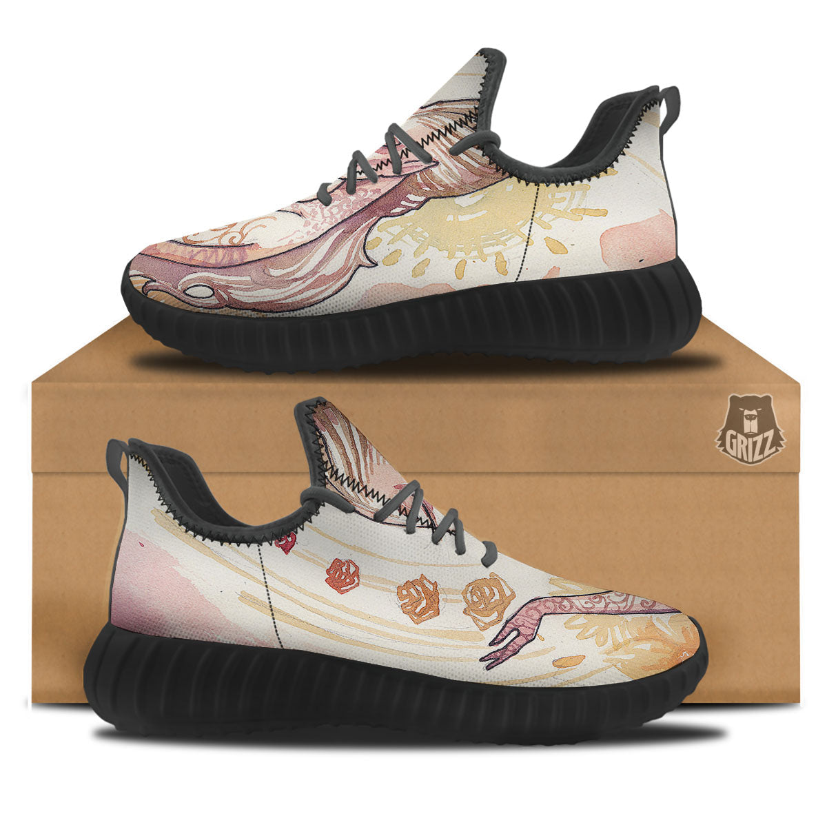 Zodiac Sign Watercolor Virgo Print Black Walking Shoes-grizzshop