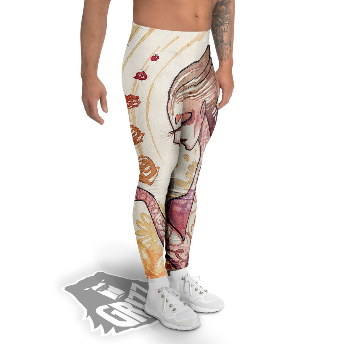 Zodiac Sign Watercolor Virgo Print Men's Leggings-grizzshop