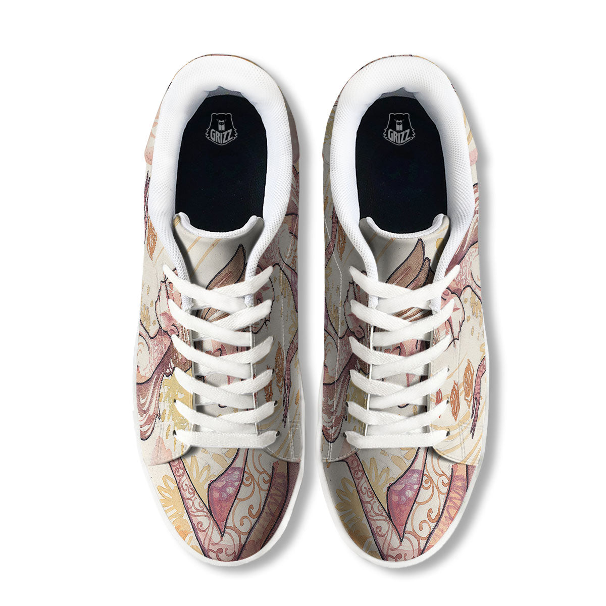 Zodiac Sign Watercolor Virgo Print White Low Top Sneakers-grizzshop