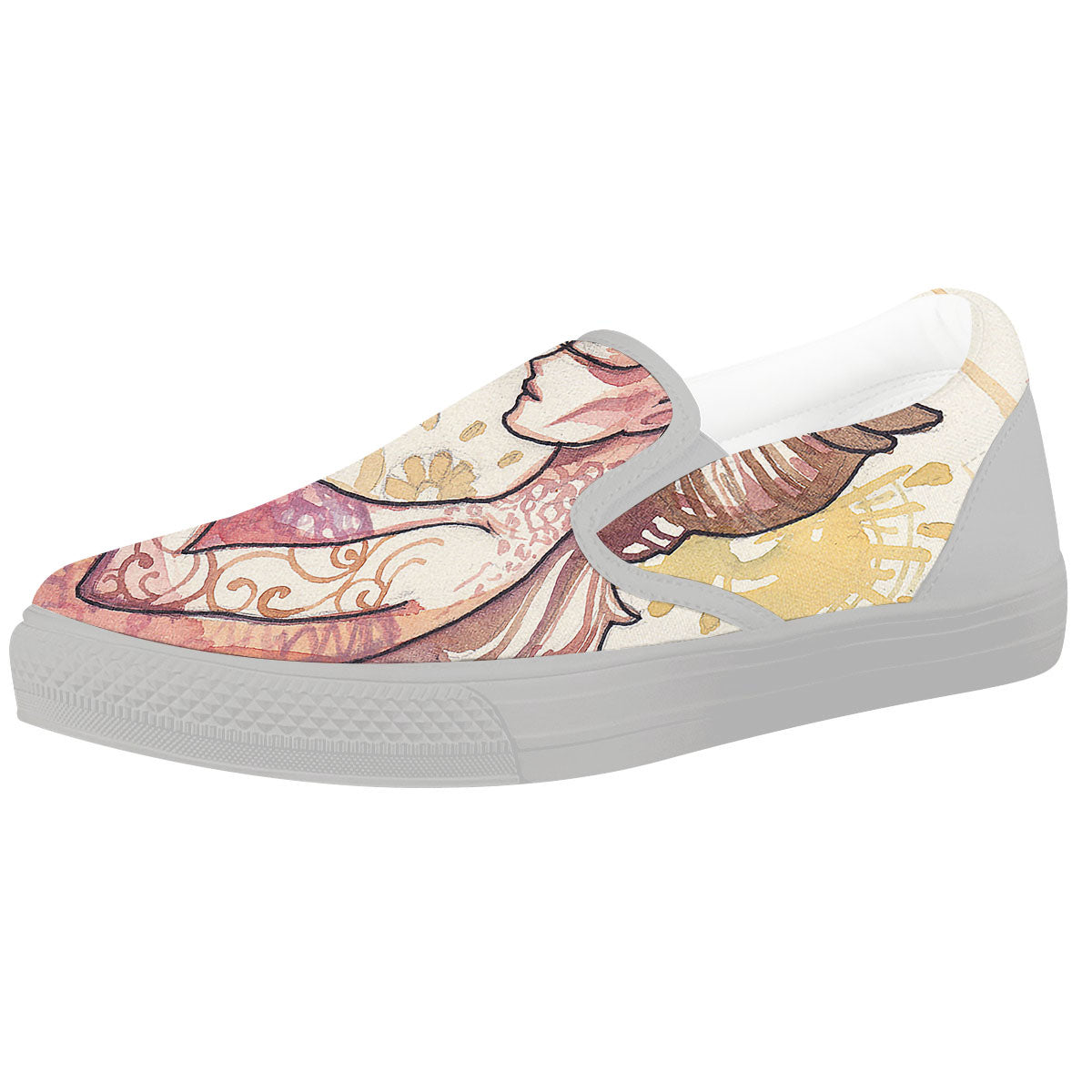 Zodiac Sign Watercolor Virgo Print White Slip On Shoes-grizzshop