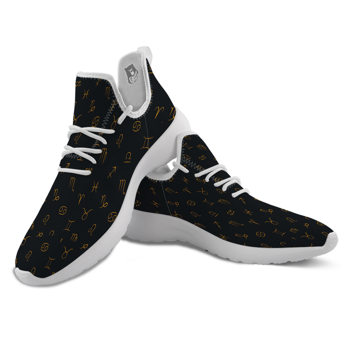 Zodiac Signs Astrological Print Pattern White Athletic Shoes-grizzshop