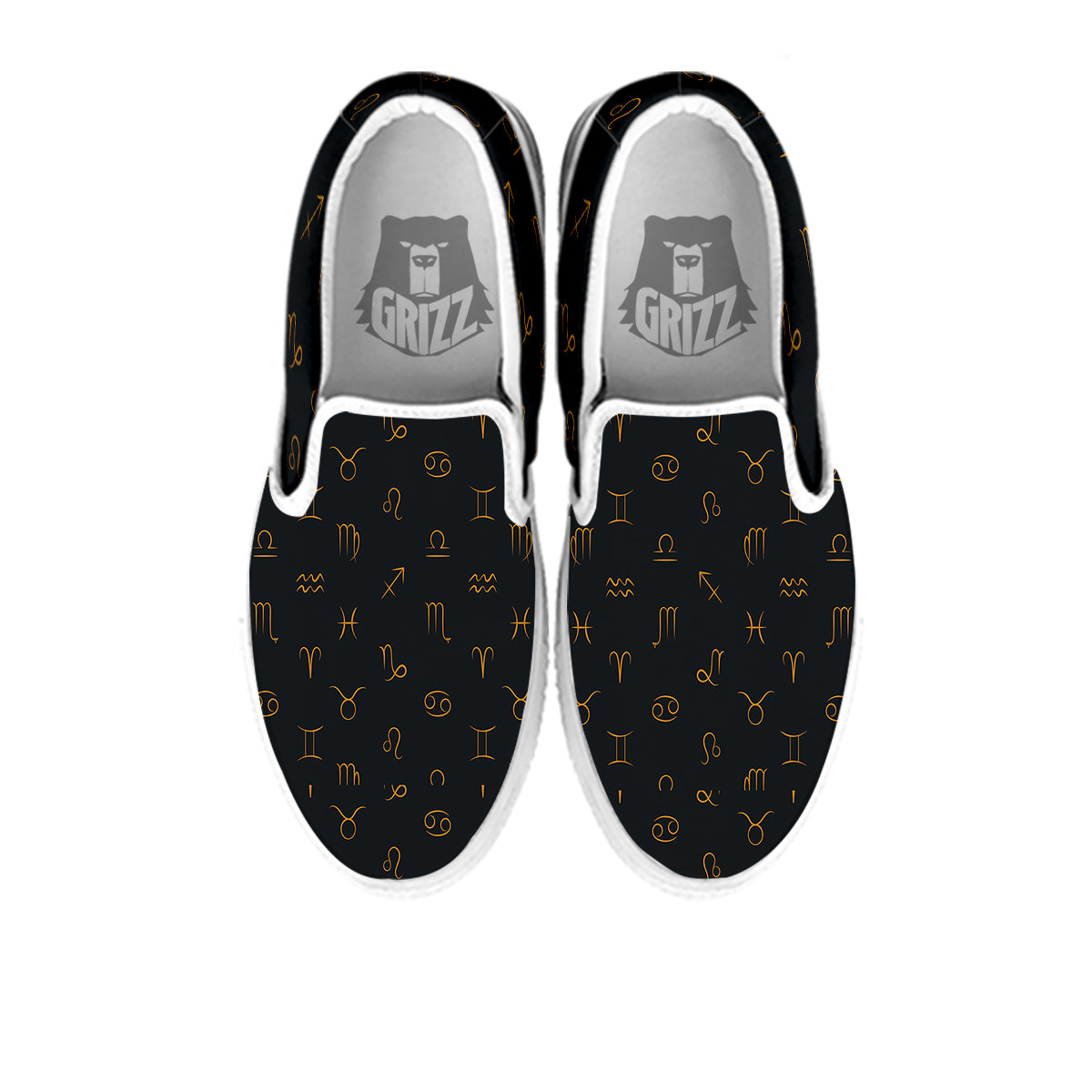 Zodiac Signs Astrological Print Pattern White Slip On Shoes-grizzshop