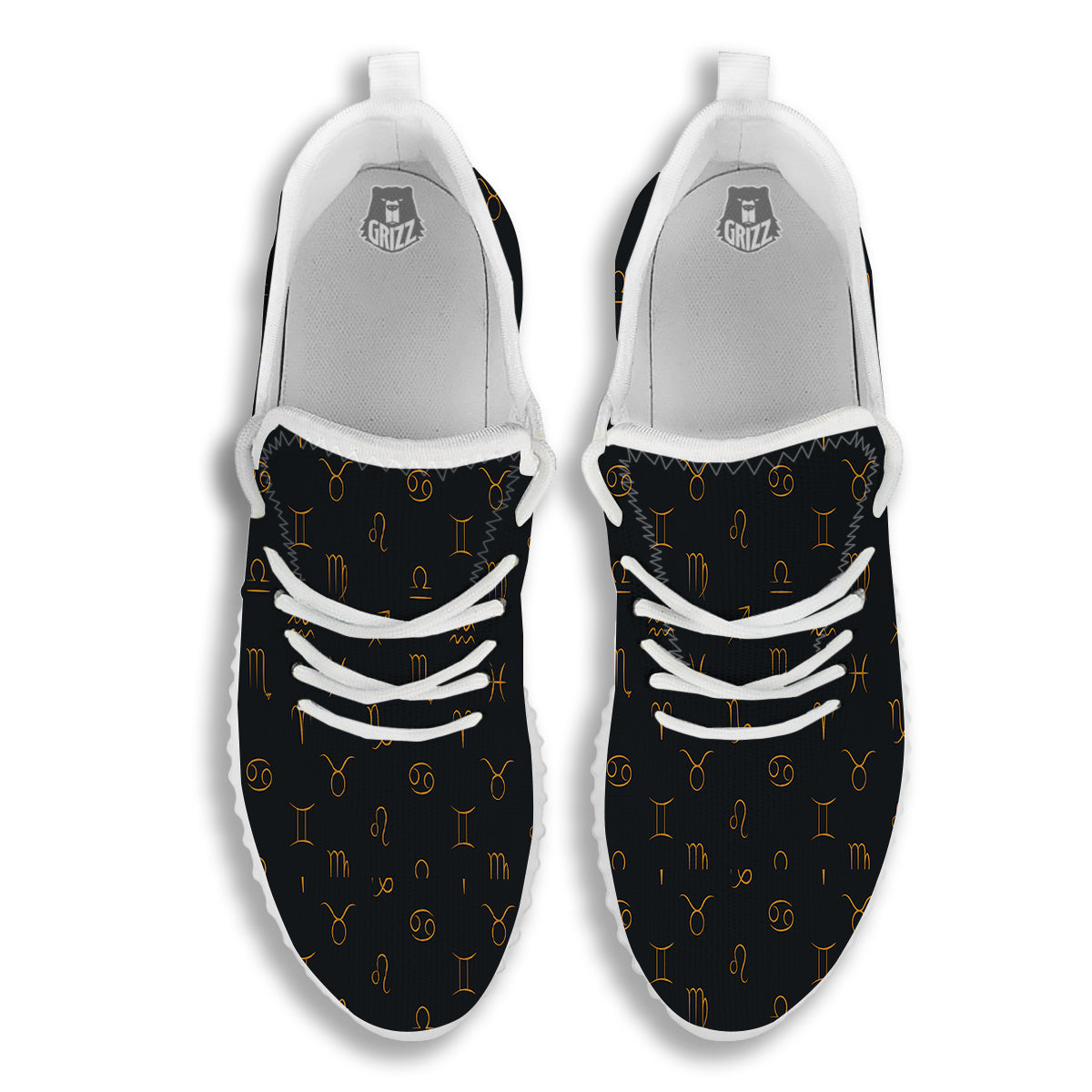 Zodiac Signs Astrological Print Pattern White Walking Shoes-grizzshop