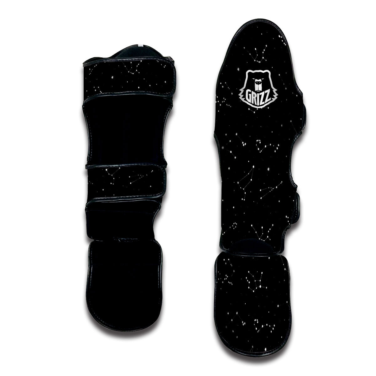 Zodiac Stars White And Black Print Muay Thai Shin Guards-grizzshop