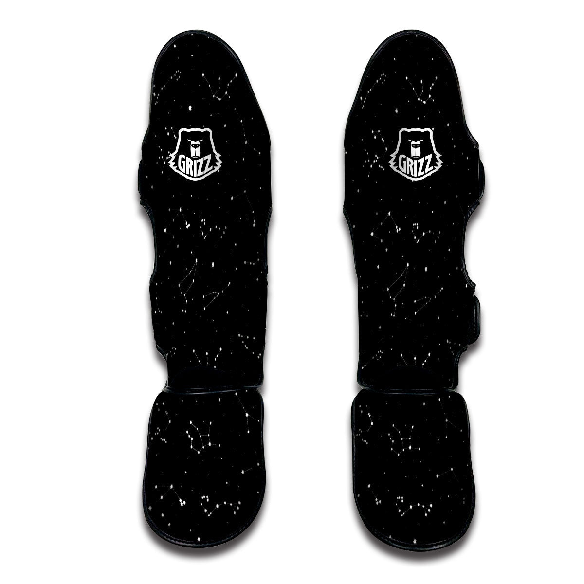 Zodiac Stars White And Black Print Muay Thai Shin Guards-grizzshop