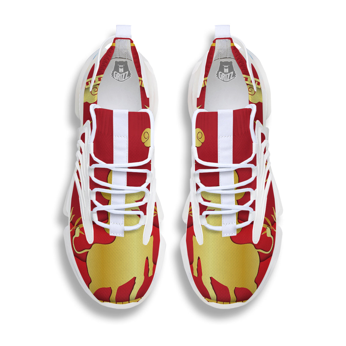 Zodiac Symbol Chinese Ox Print White Gym Shoes-grizzshop