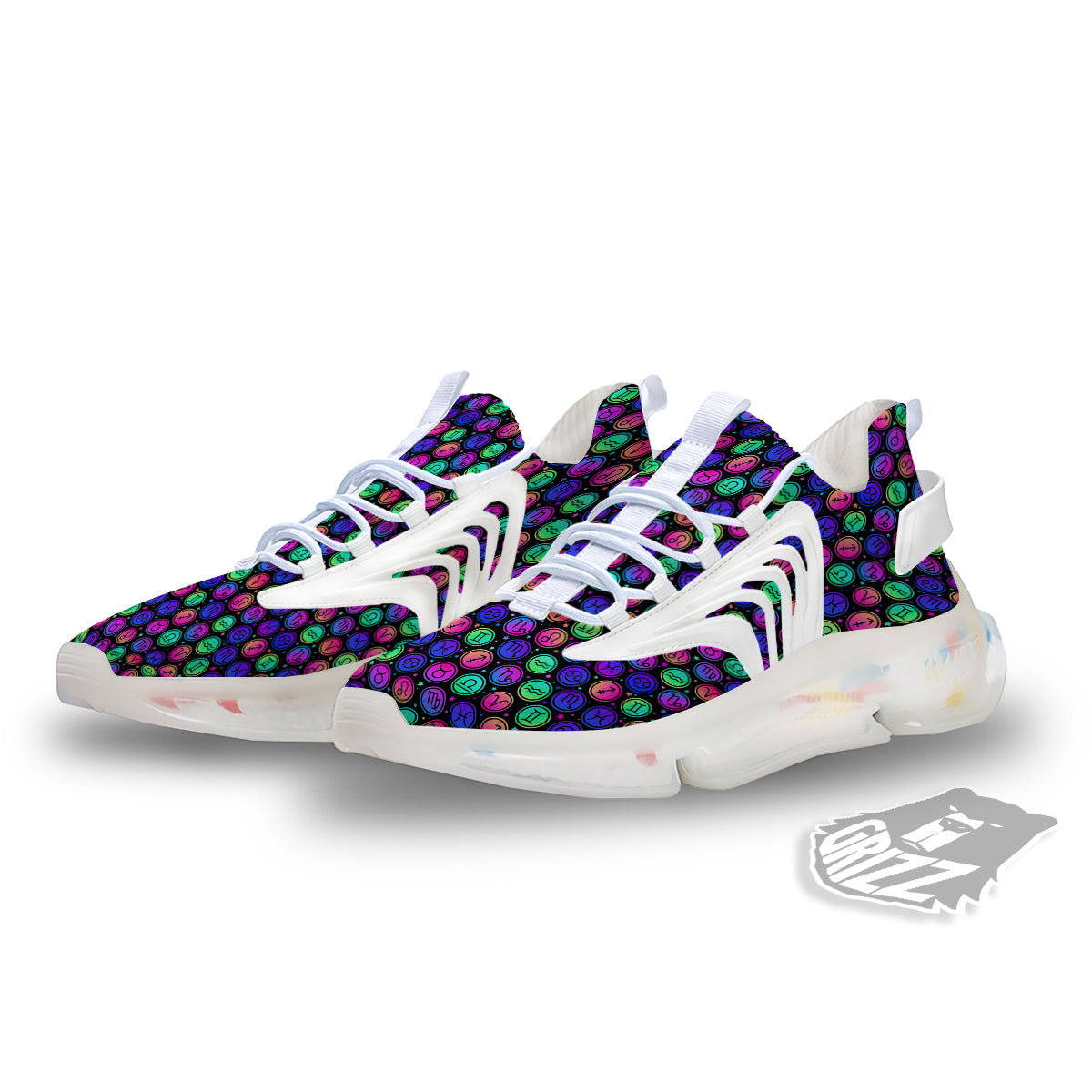 Zodiac Symbols Colorful Print Pattern White Gym Shoes-grizzshop