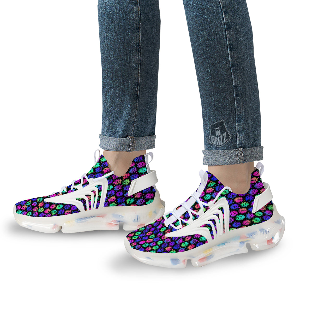 Zodiac Symbols Colorful Print Pattern White Gym Shoes-grizzshop