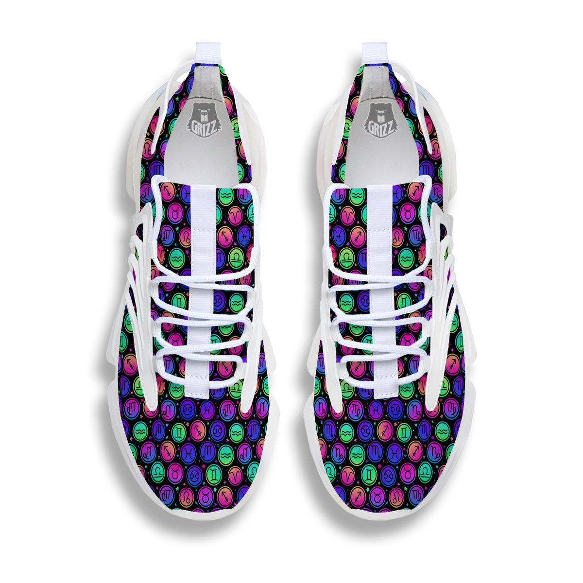 Zodiac Symbols Colorful Print Pattern White Gym Shoes-grizzshop