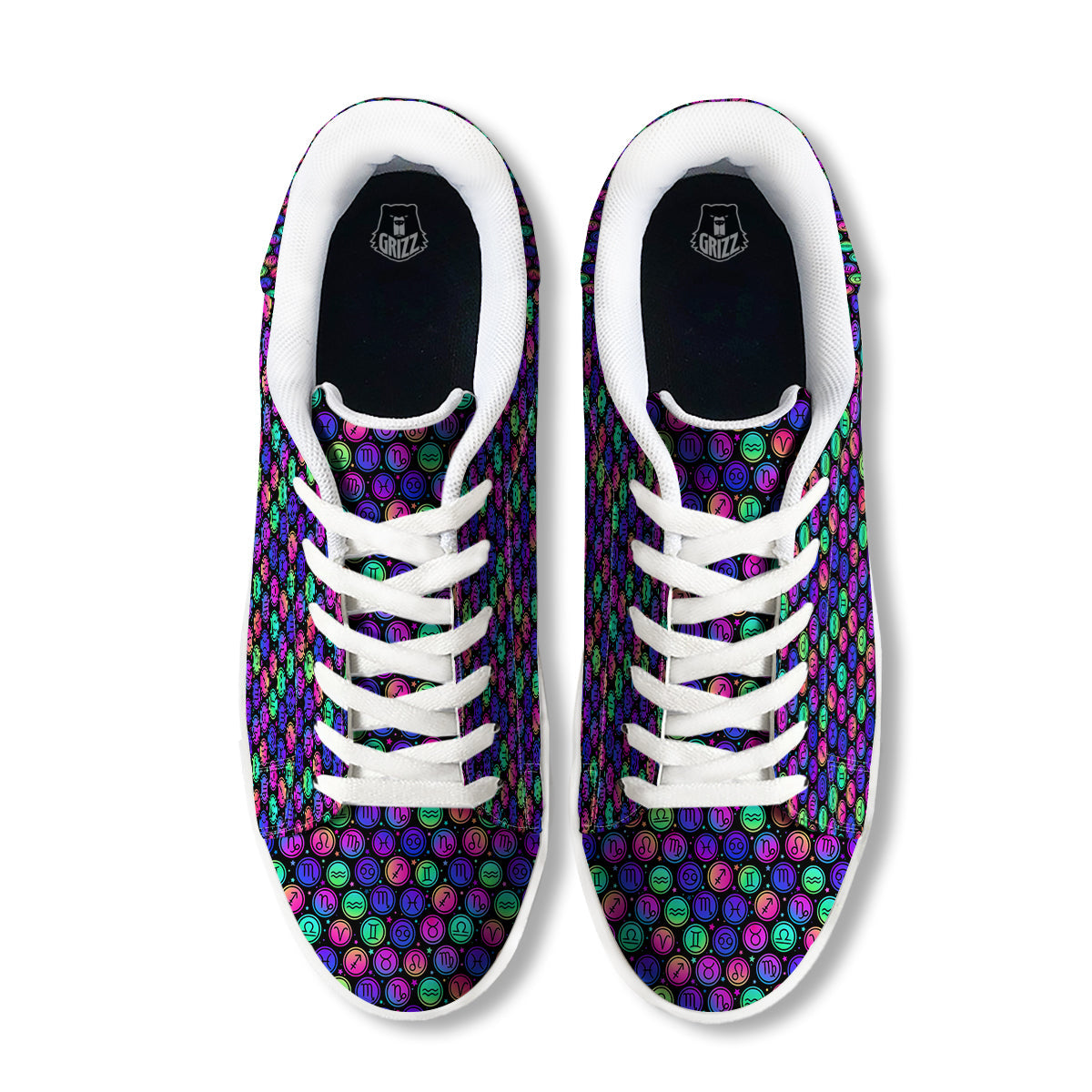 Zodiac Symbols Colorful Print Pattern White Low Top Sneakers-grizzshop