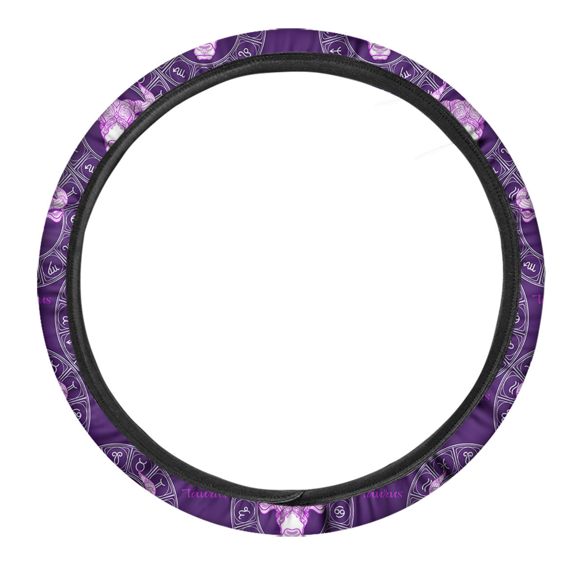 Zodiac Taurus Purple Print Pattern Car Steering Wheel Cover-grizzshop