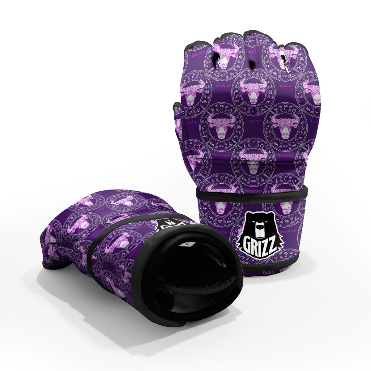 Zodiac Taurus Purple Print Pattern MMA Gloves-grizzshop