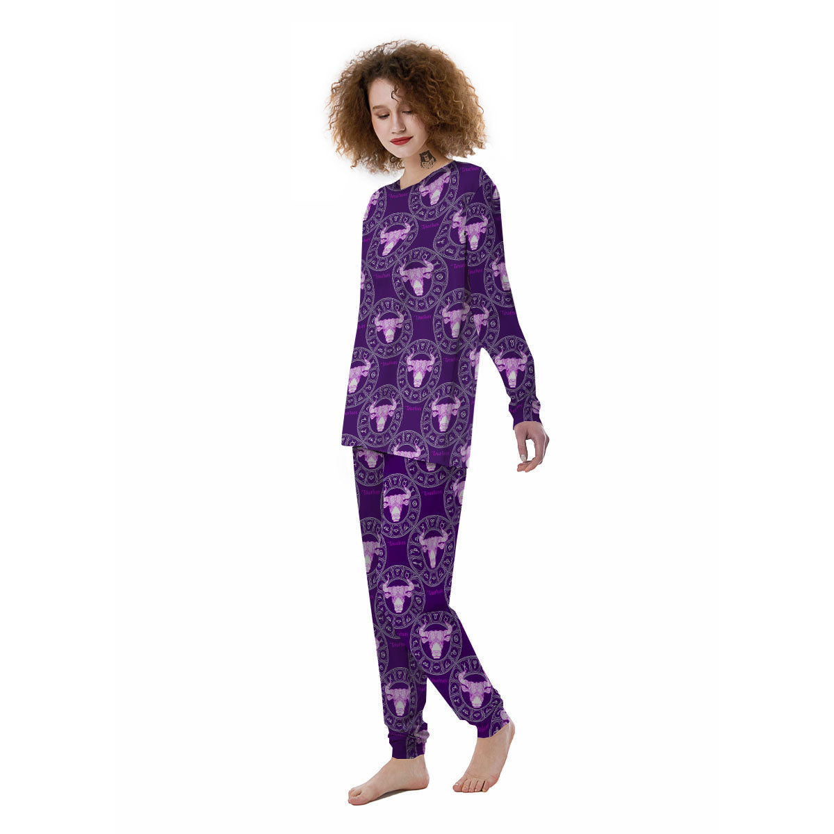Zodiac Taurus Purple Print Pattern Women's Pajamas-grizzshop